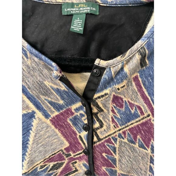 Ralph Lauren 3/4 Sleeve Aztec Print Top - Picture 3 of 3